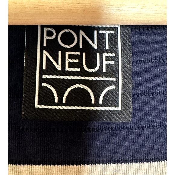 Pont Neuf Navy Cream Stripe Short Sleeve Sheath Short Dress Size L - Picture 4 of 5